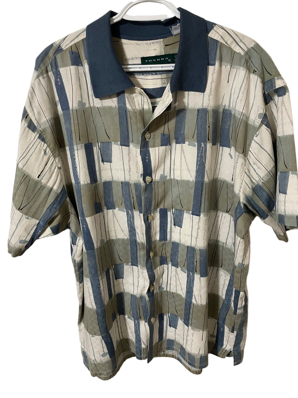 Vintage Tundra Short Sleeve Button-Up Print Shirt Size XL